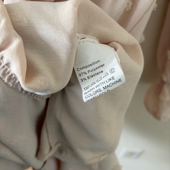 Light Khaki Swiss Dot Maxi Dress Smocked Waist - Picture 8 of 12